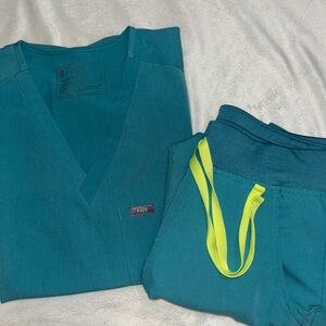 Figs cactus Scrub Set with Neon Yellow Drawstring